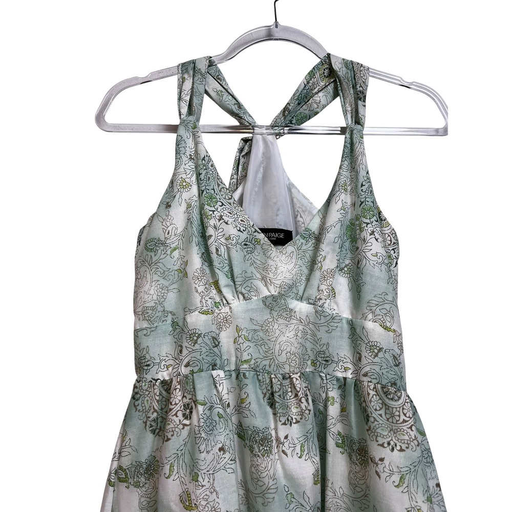 Alyn Paige S Green Paisley Floral Halter Midi Dress Empire Waist Garden Party - Picture 4 of 8